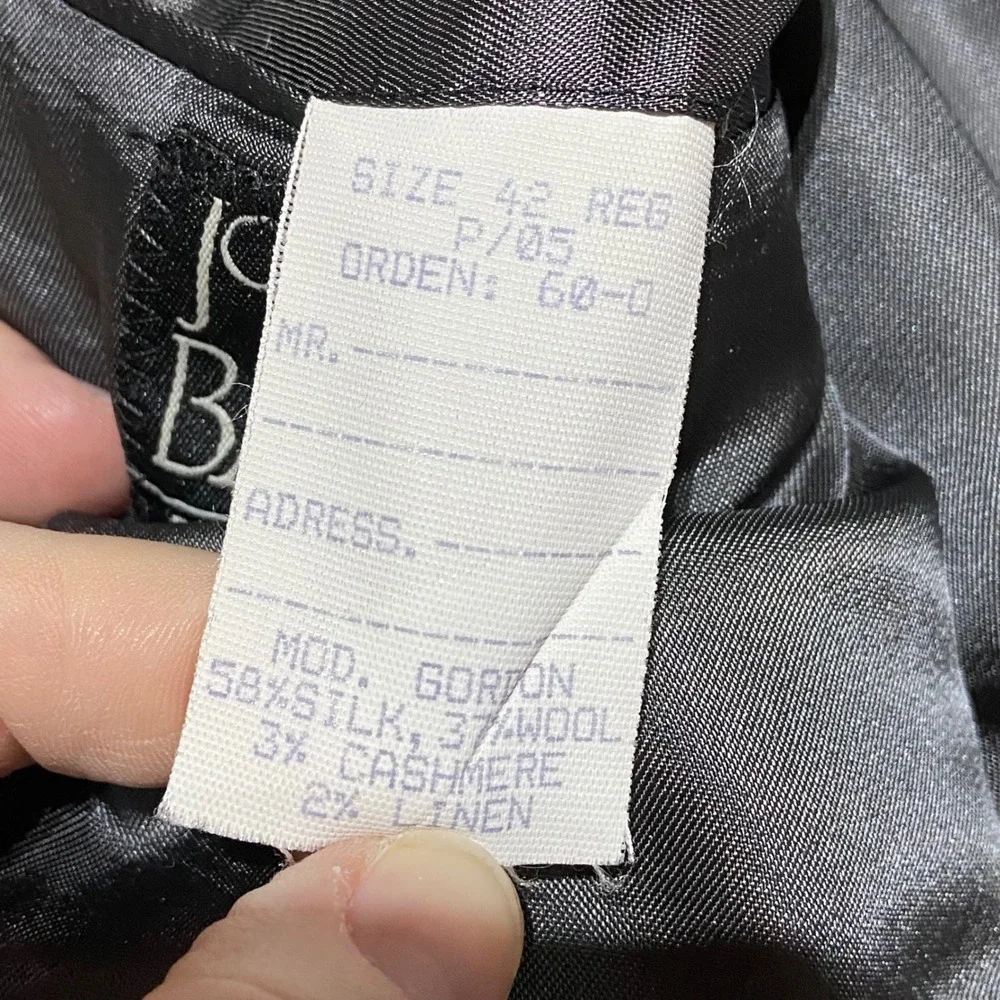 JOS A BANK Wool Silk Cashmere Linen Blazer 42 Regular Grey Windowpane Sport Coat
